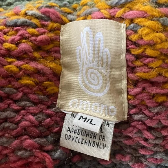 Amana 100% Wool Multicolor Patterned Sweater - Picture 4 of 5